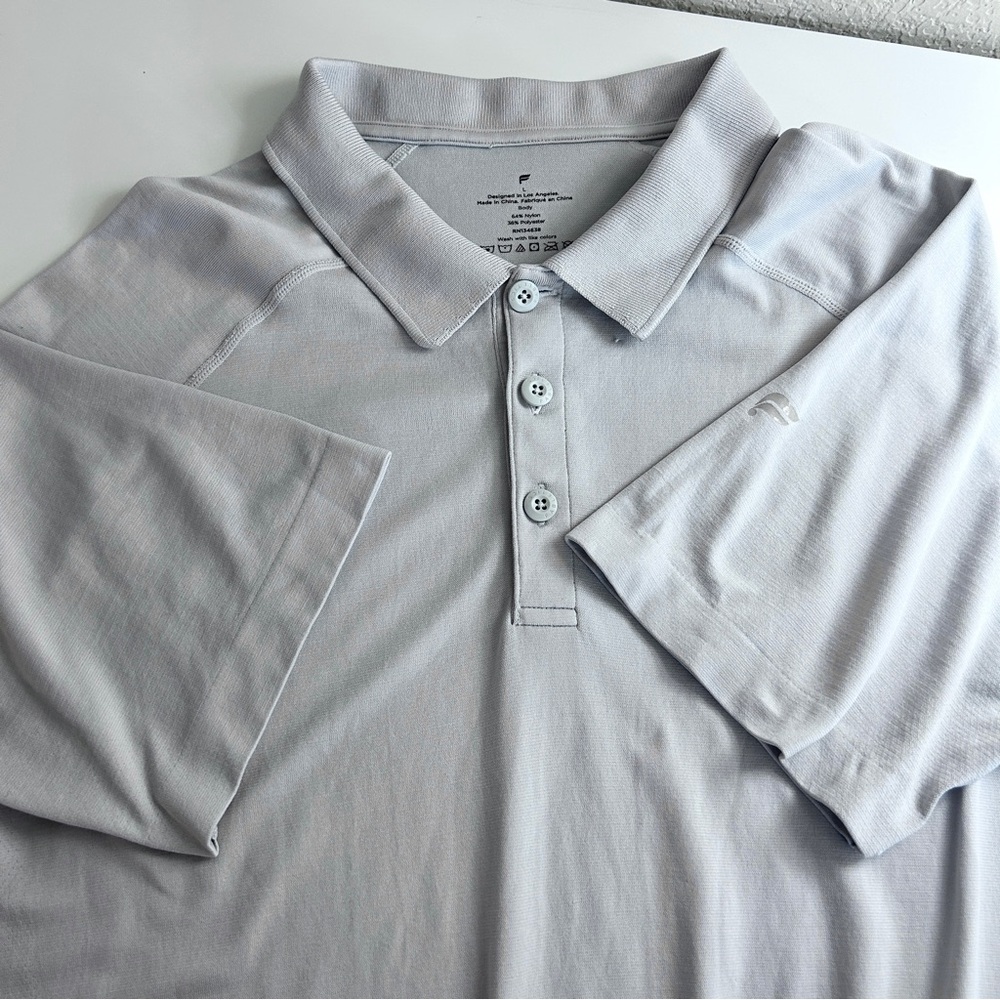 FABLETICS Cotten Blend Men’s Large Grey Short Sleeve Polo - Picture 5 of 7